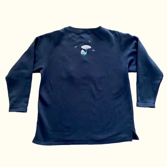 Quacker Factory Embroidered Beach Day Black Sweatshirt - Picture 4 of 6